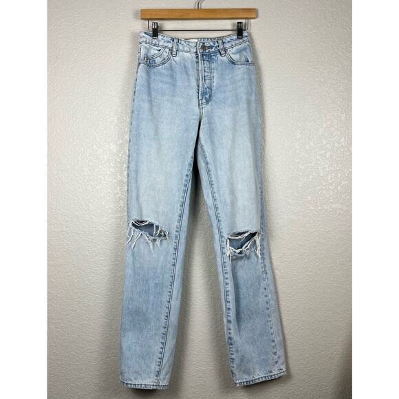 Rolla's Jeans Womens Size 25 Light Wash Classic Straight High Rise‎ Distressed - Picture 1 of 10